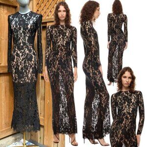 🆕 BRONX & BANCO 🧿 NWOT Colette Noir Black Lace Gown, Sz XS US 2